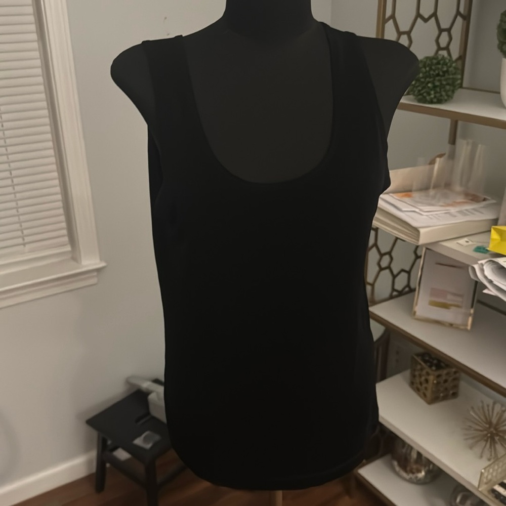 Chicos Black Sleeveless tank Top Nylon spandex shell layer women size 2  (C01)